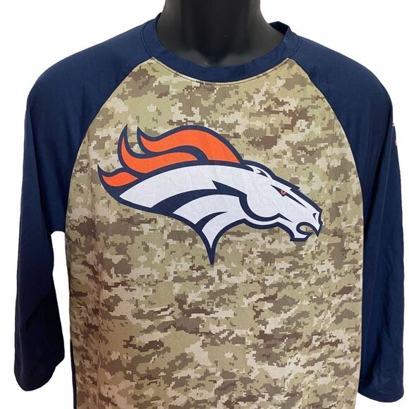 NFL Denver Broncos Nike Onfield Apparel The Nike Tee 3/4 Raglan Sleeve Tee Sz M - Picture 3 of 10